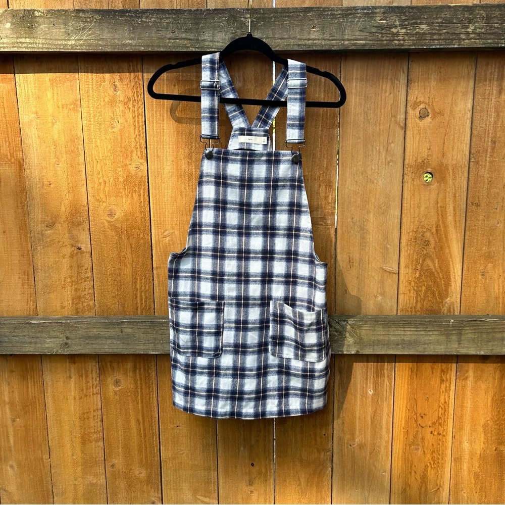 Cindy Plaid Shift Dress size small fall autumn blue‎ overalls size small